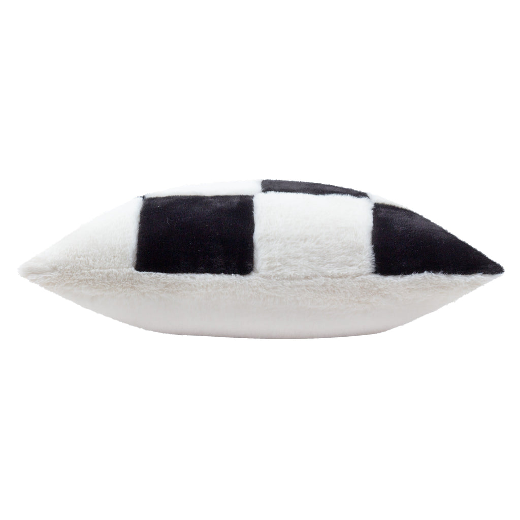 Cozee Check Faux Fur Cushion
