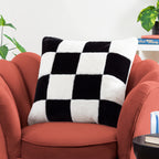 Cozee Check Faux Fur Cushion