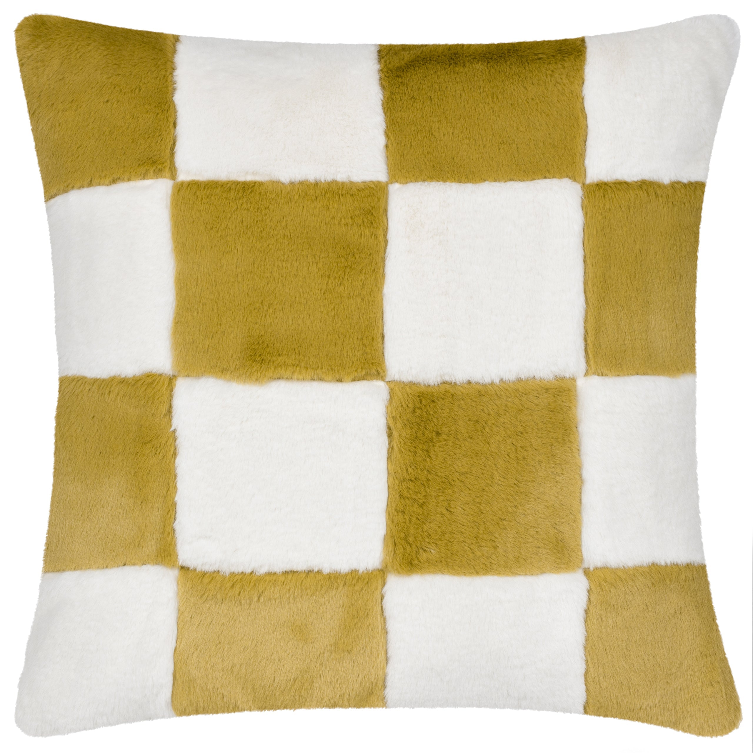 Cozee Check Faux Fur Cushion