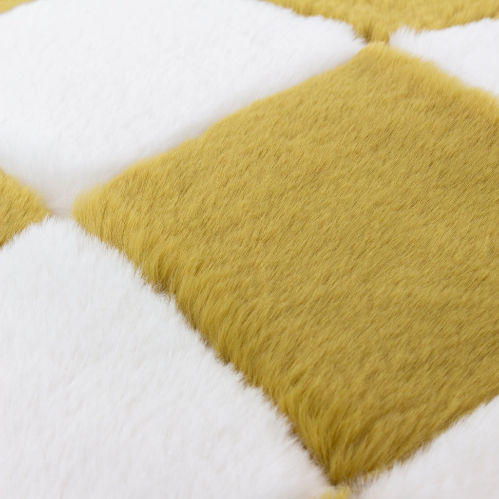 Cozee Check Faux Fur Cushion