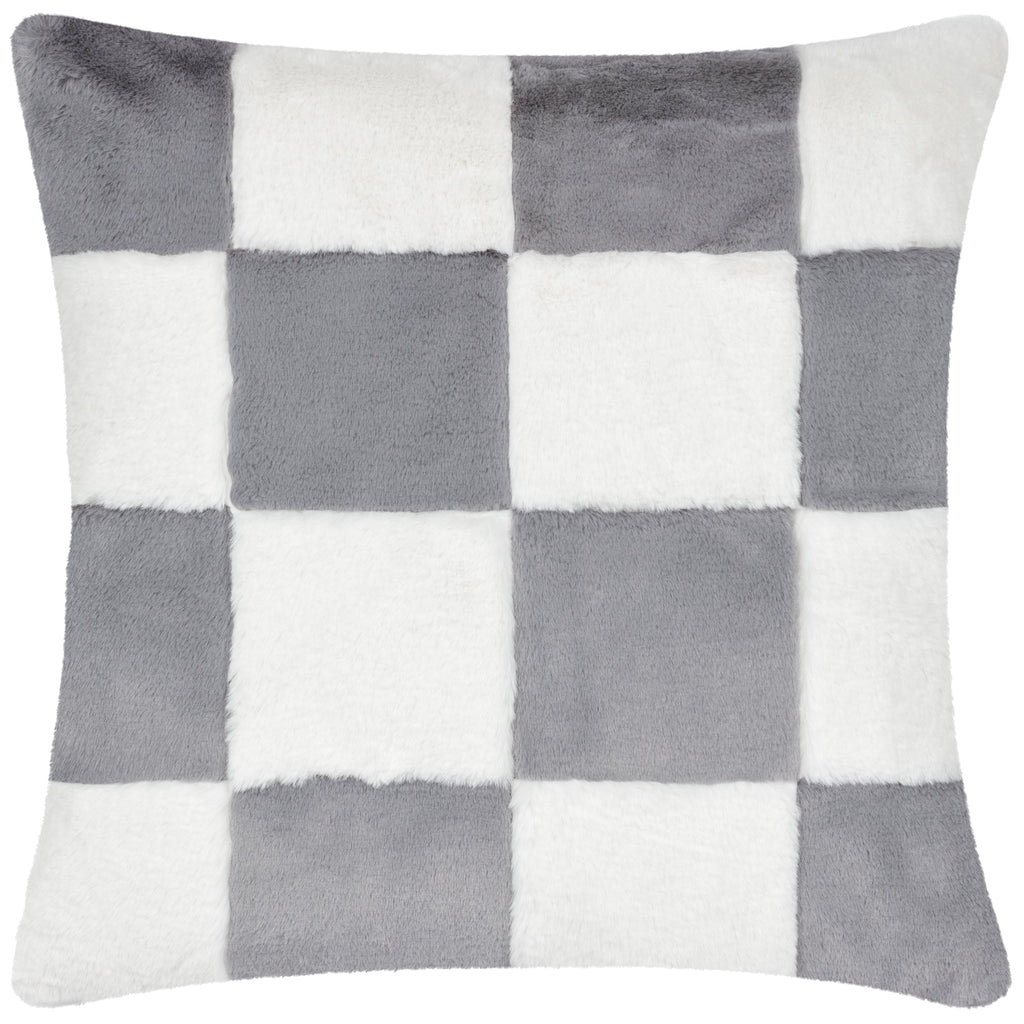 Cozee Check Faux Fur Cushion