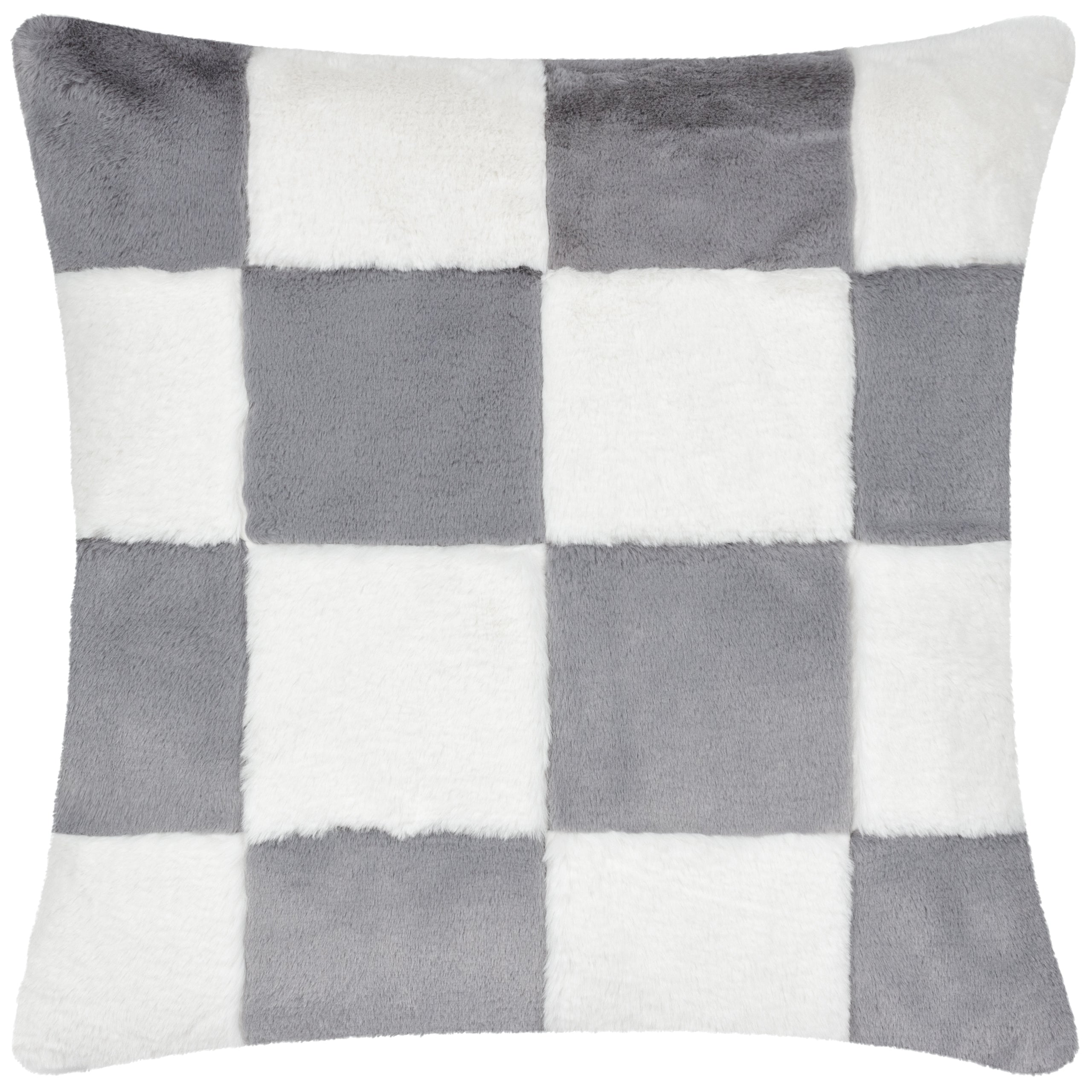 Cozee Check Faux Fur Cushion
