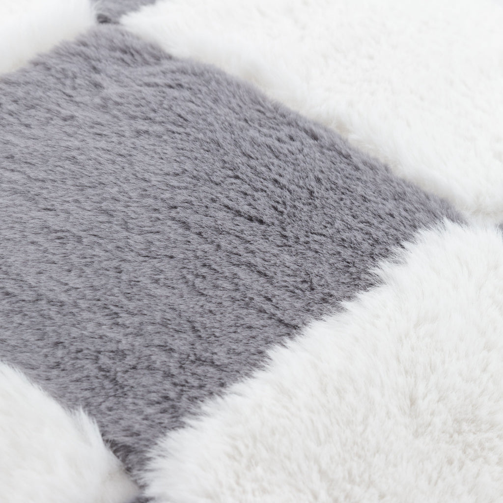 Cozee Check Faux Fur Cushion