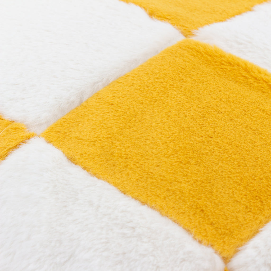 Cozee Check Faux Fur Cushion