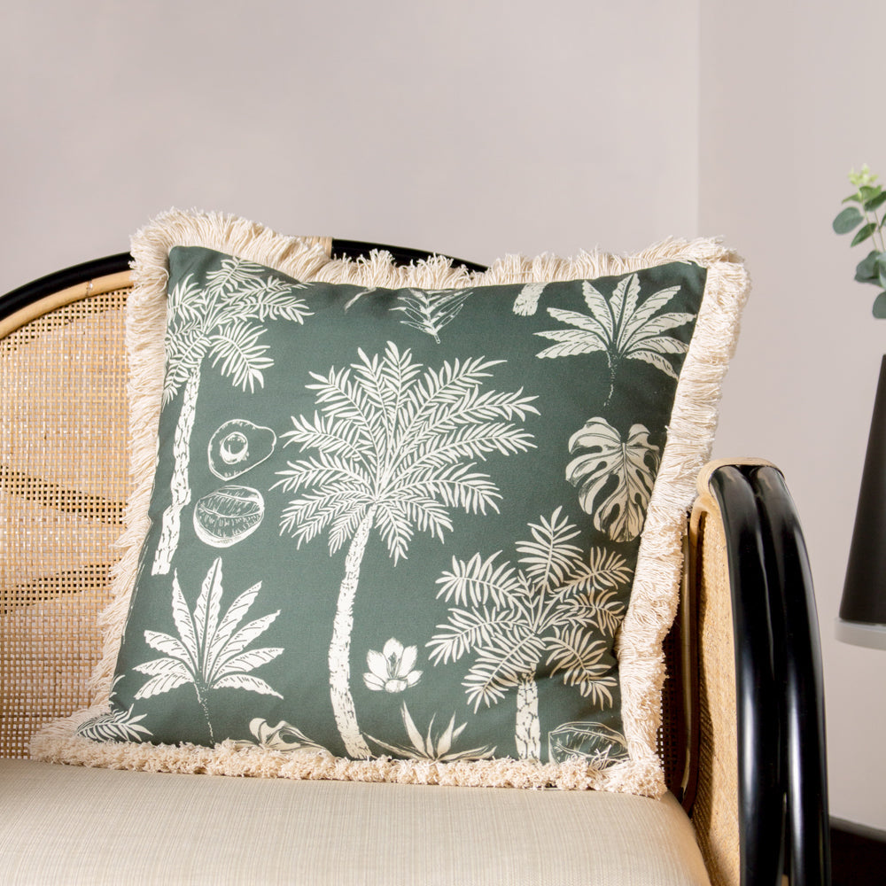 Colonial Palm Fringed Cushion