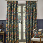 Cray Floral Velvet Pencil Pleat Curtains