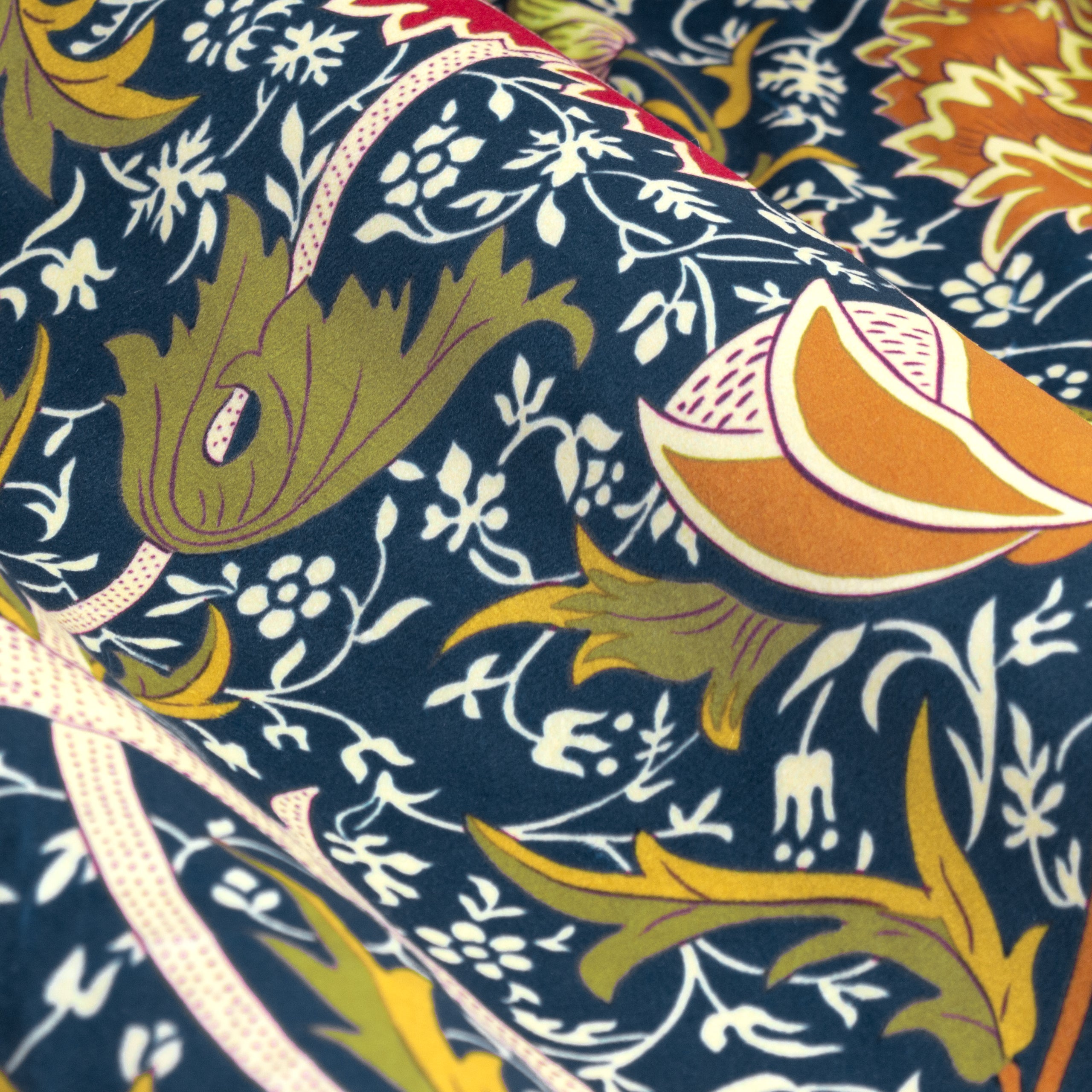 Cray Floral Velvet Pencil Pleat Curtains