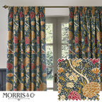 Cray Floral Velvet Pencil Pleat Curtains