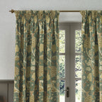 Cray Floral Velvet Pencil Pleat Curtains