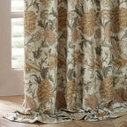 Cray Floral Velvet Pencil Pleat Curtains