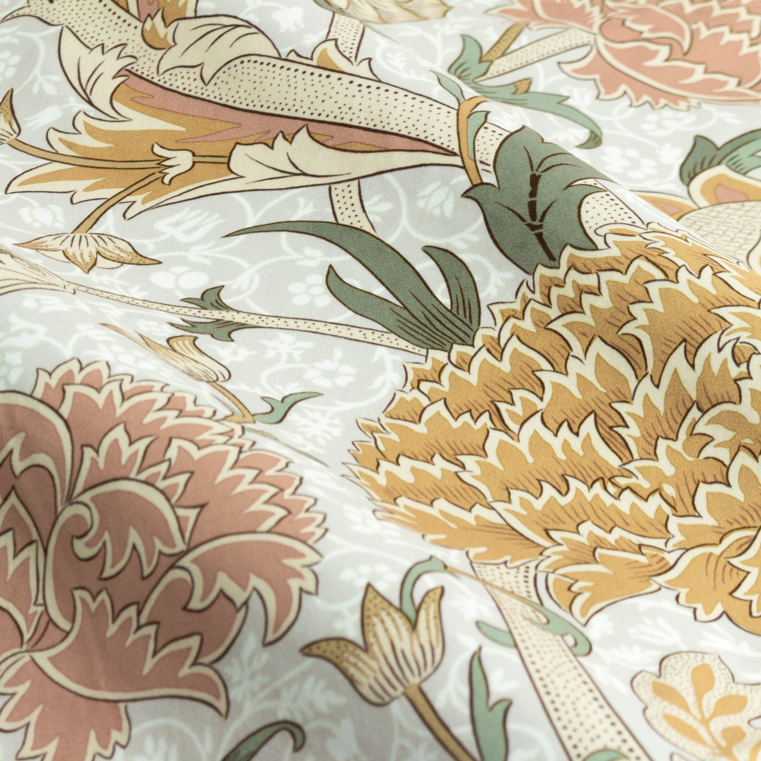 Cray Floral Velvet Pencil Pleat Curtains