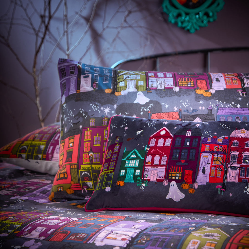 Creepy Town Velvet Piped Cushion