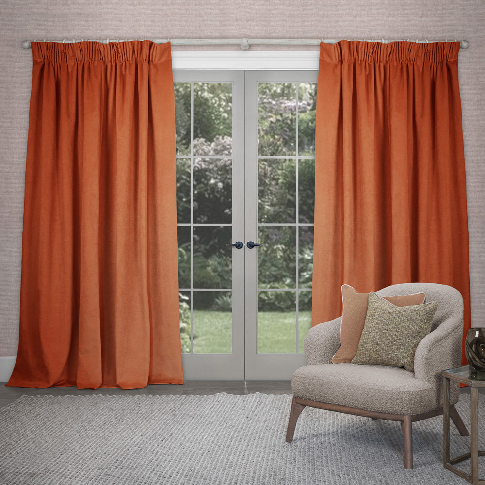 Cube Velvet Pencil Pleat Curtains
