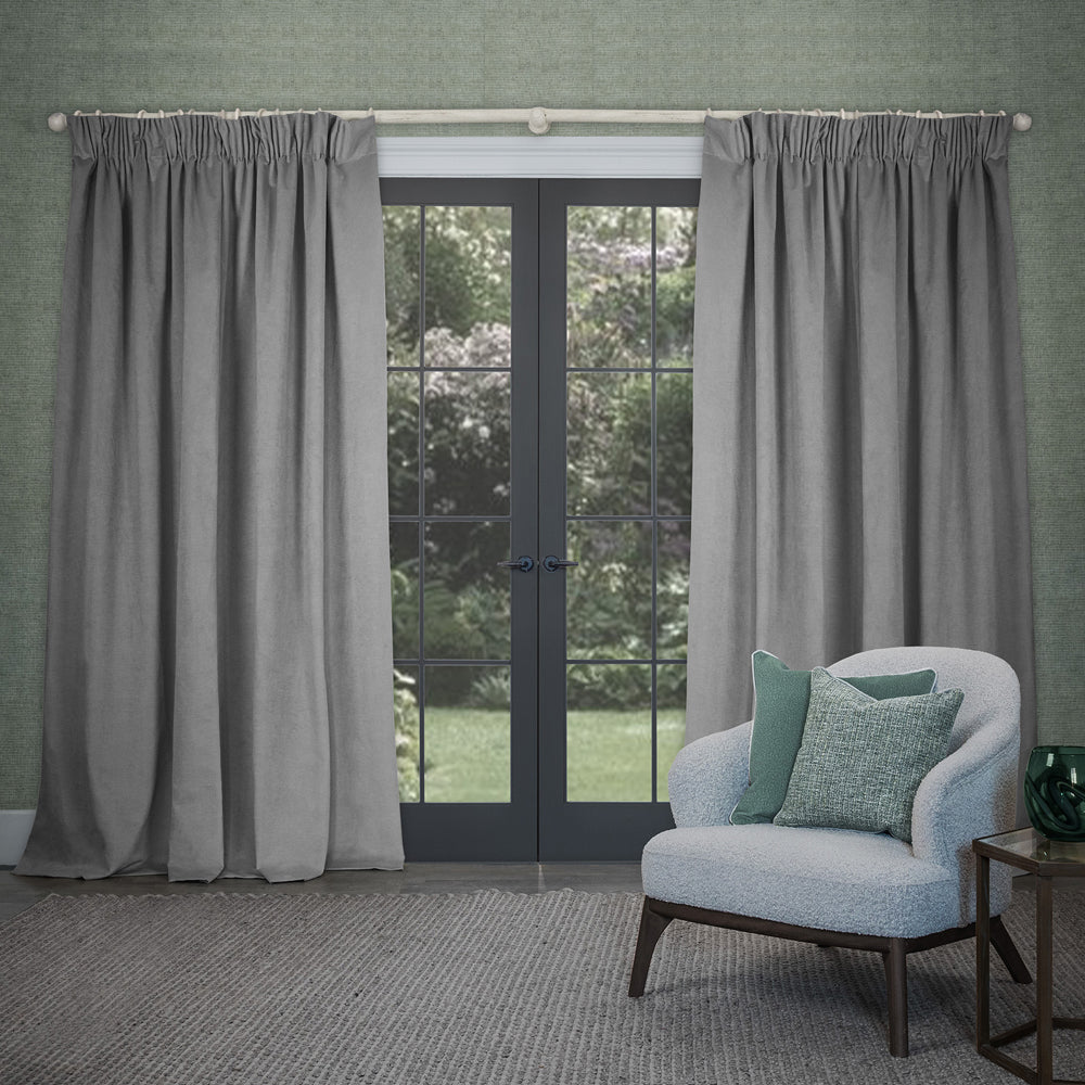 Cube Velvet Pencil Pleat Curtains