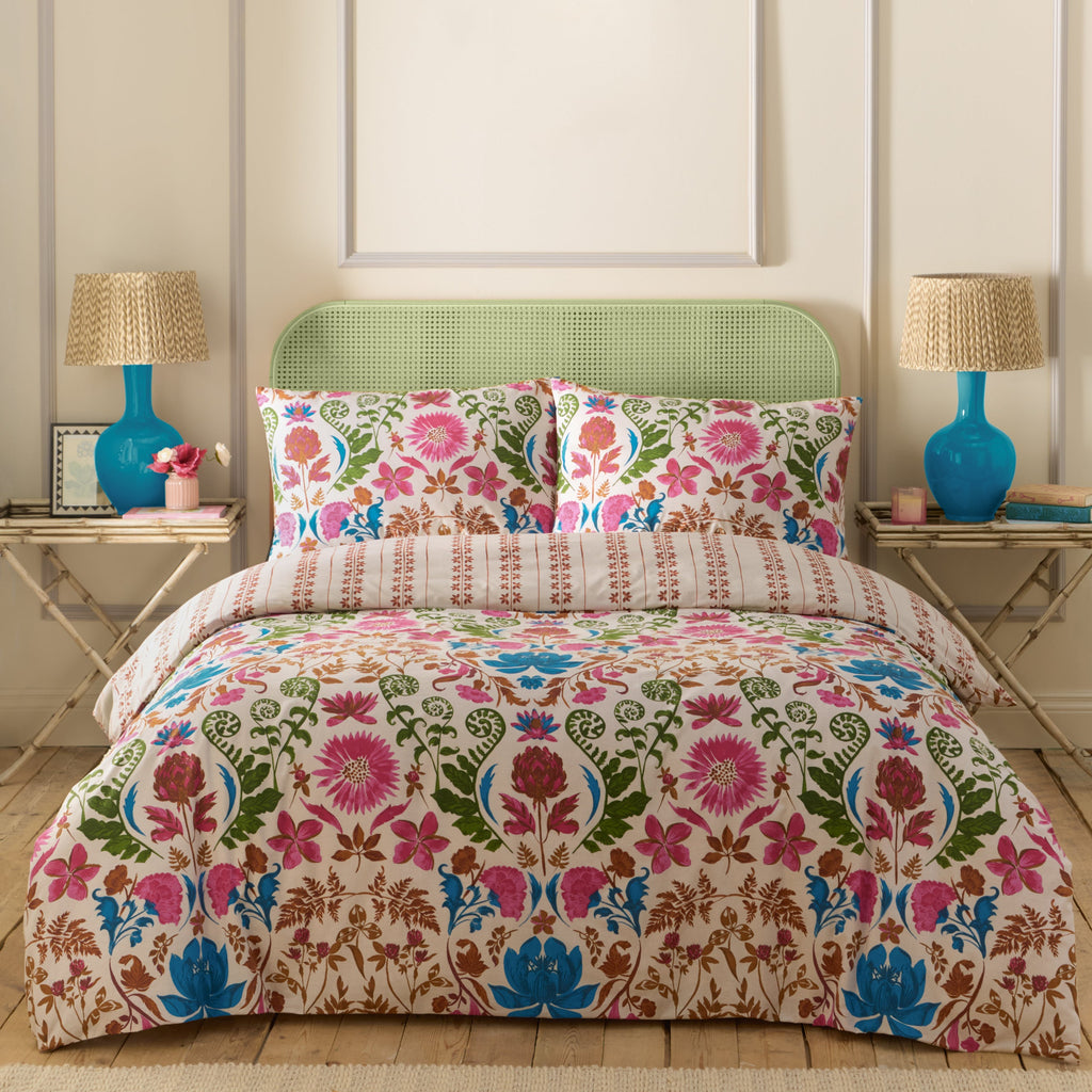 Curious Lotus Exotic Floral Duvet Cover Set