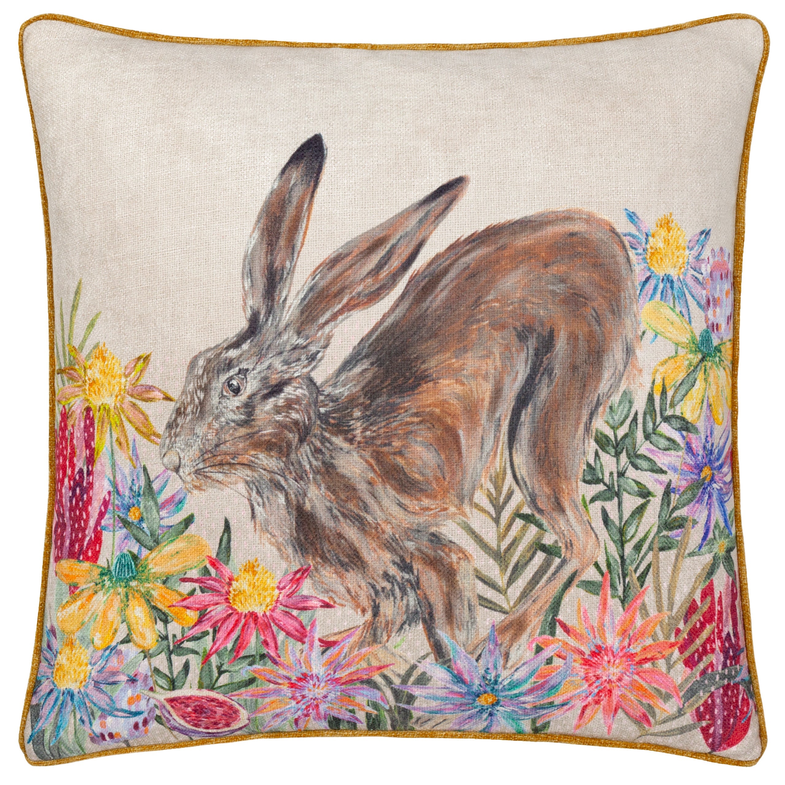 Country Wilds Blossom Hare Printed Cushion