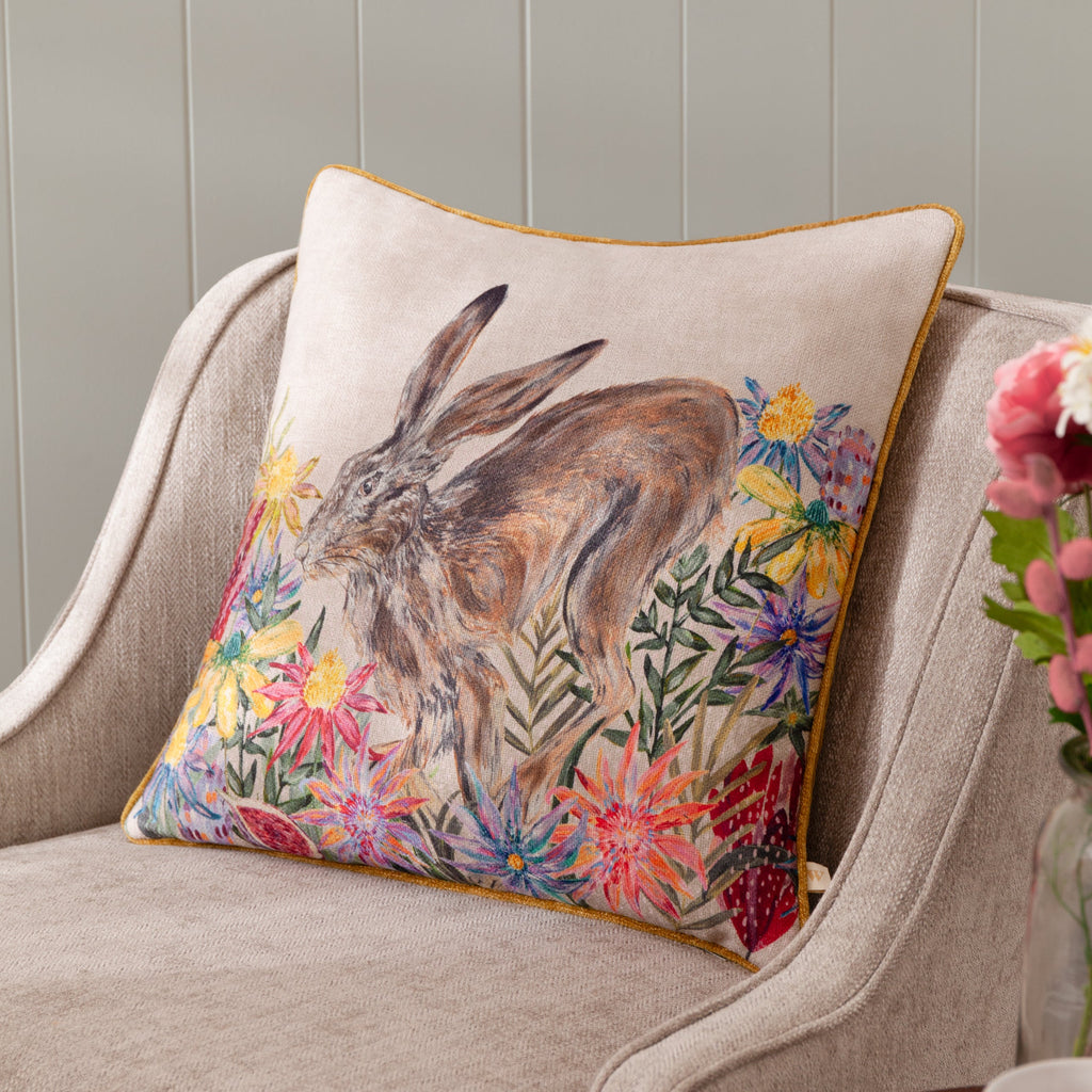 Country Wilds Blossom Hare Printed Cushion