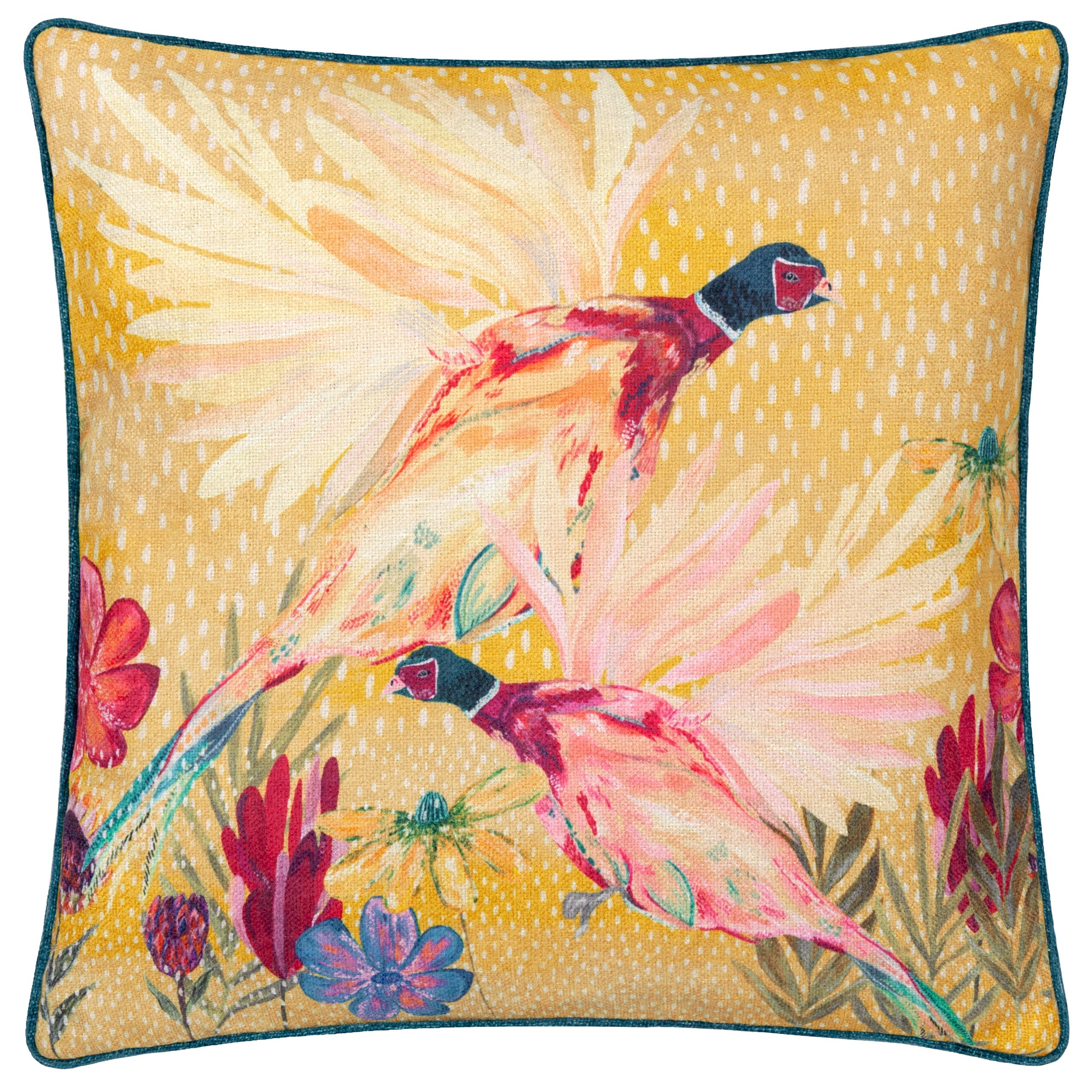 Country Wilds Pheasant Bloom Printed Cushion