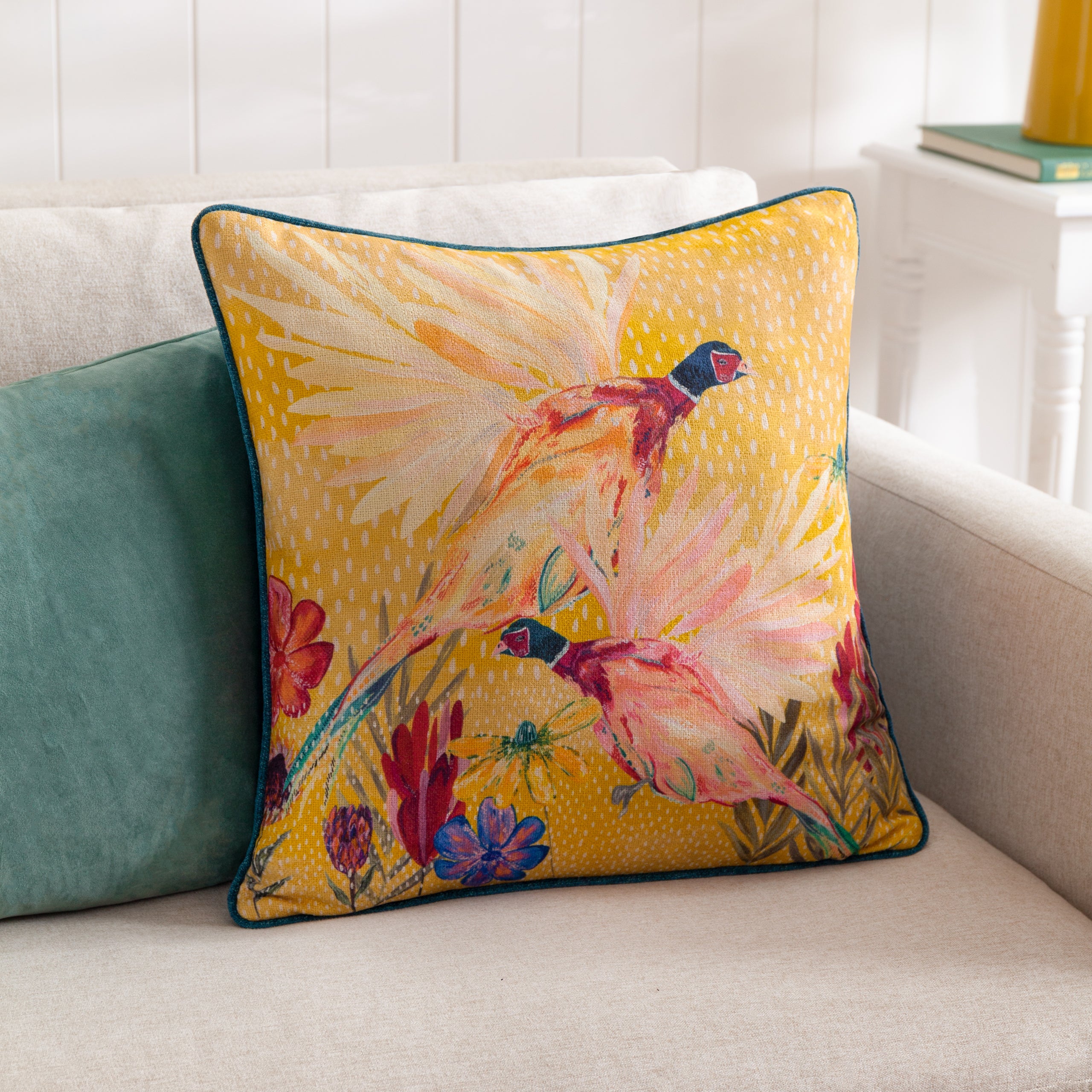 Country Wilds Pheasant Bloom Printed Cushion