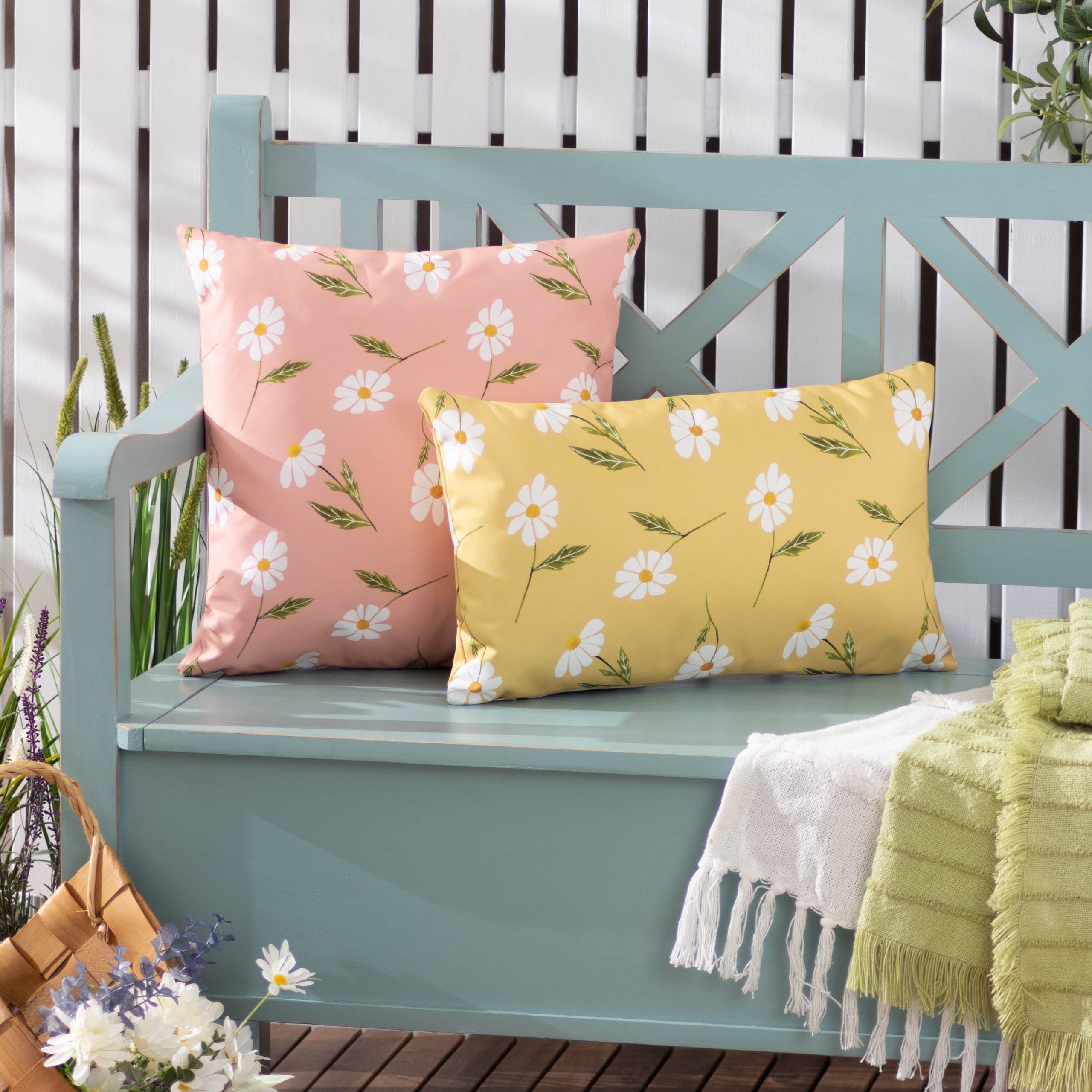 Daisies Floral Reversible Outdoor Cushion