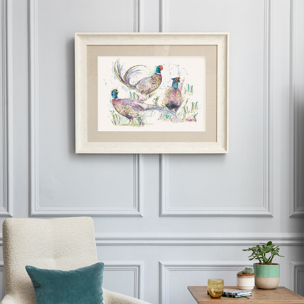 Dashing Pheasants Framed Print