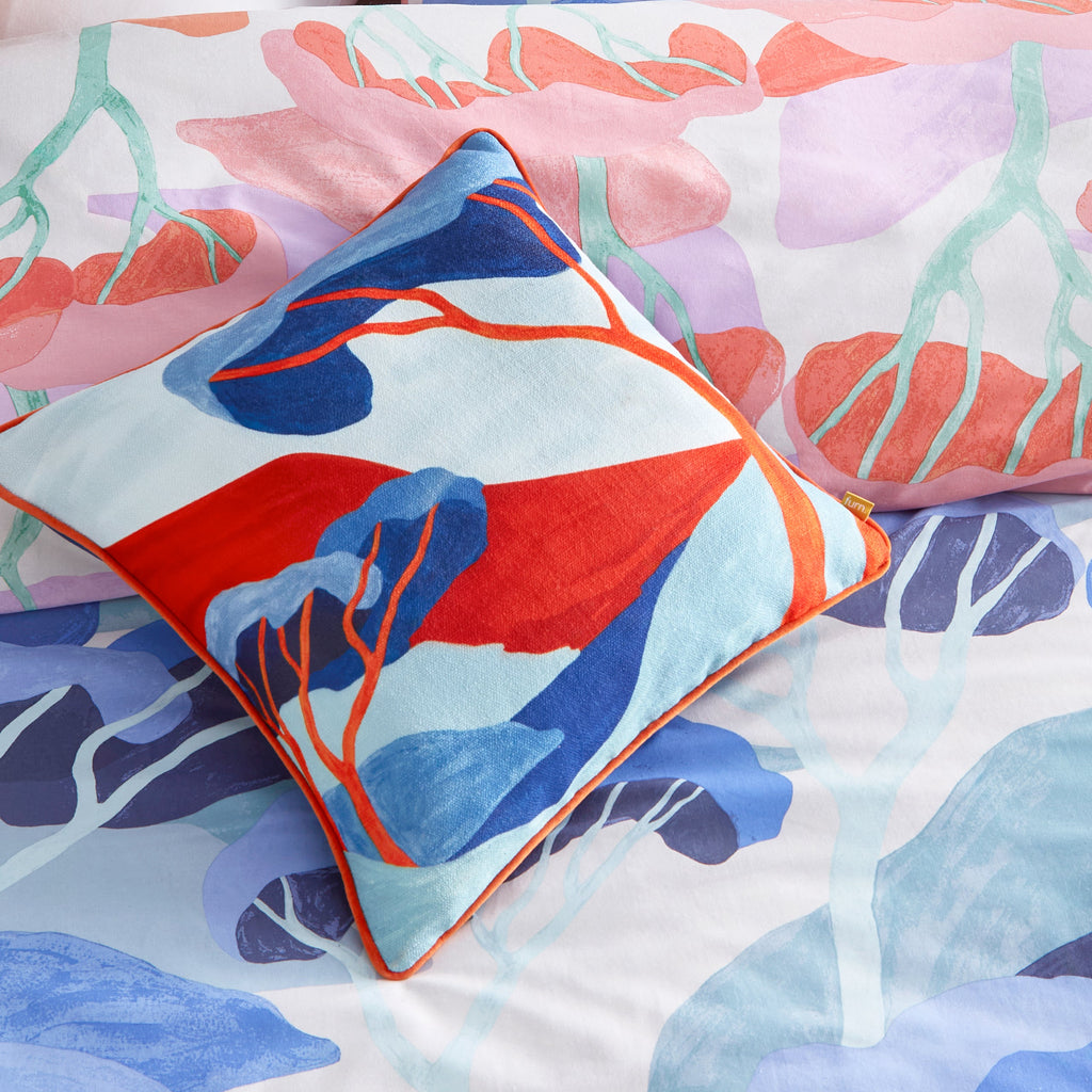 D'Azure Abstract Piped Cushion