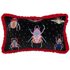 Darkling Beetles Embroidered Velvet Cushion