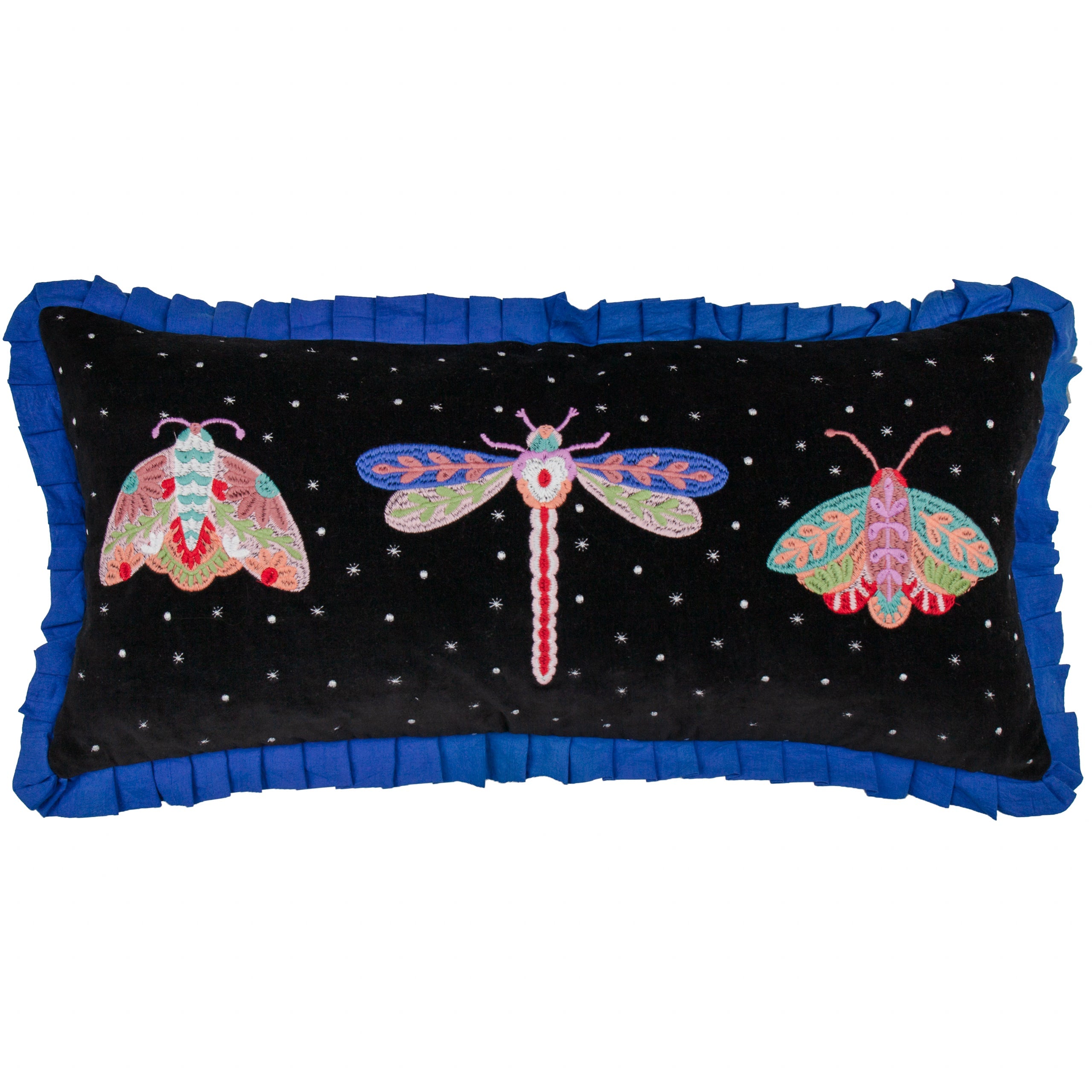Darkling Beetles Embroidered Velvet Cushion