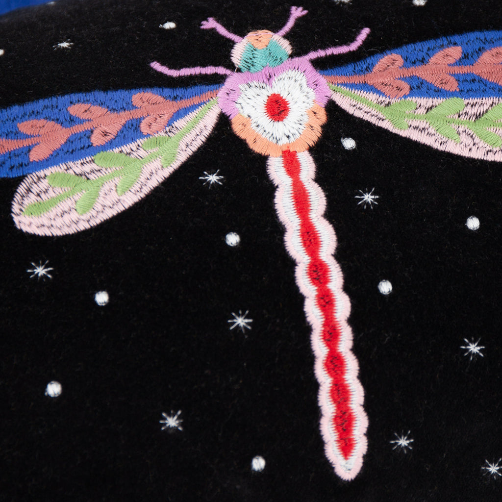 Darkling Beetles Embroidered Velvet Cushion