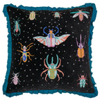 Darkling Beetles Embroidered Velvet Cushion