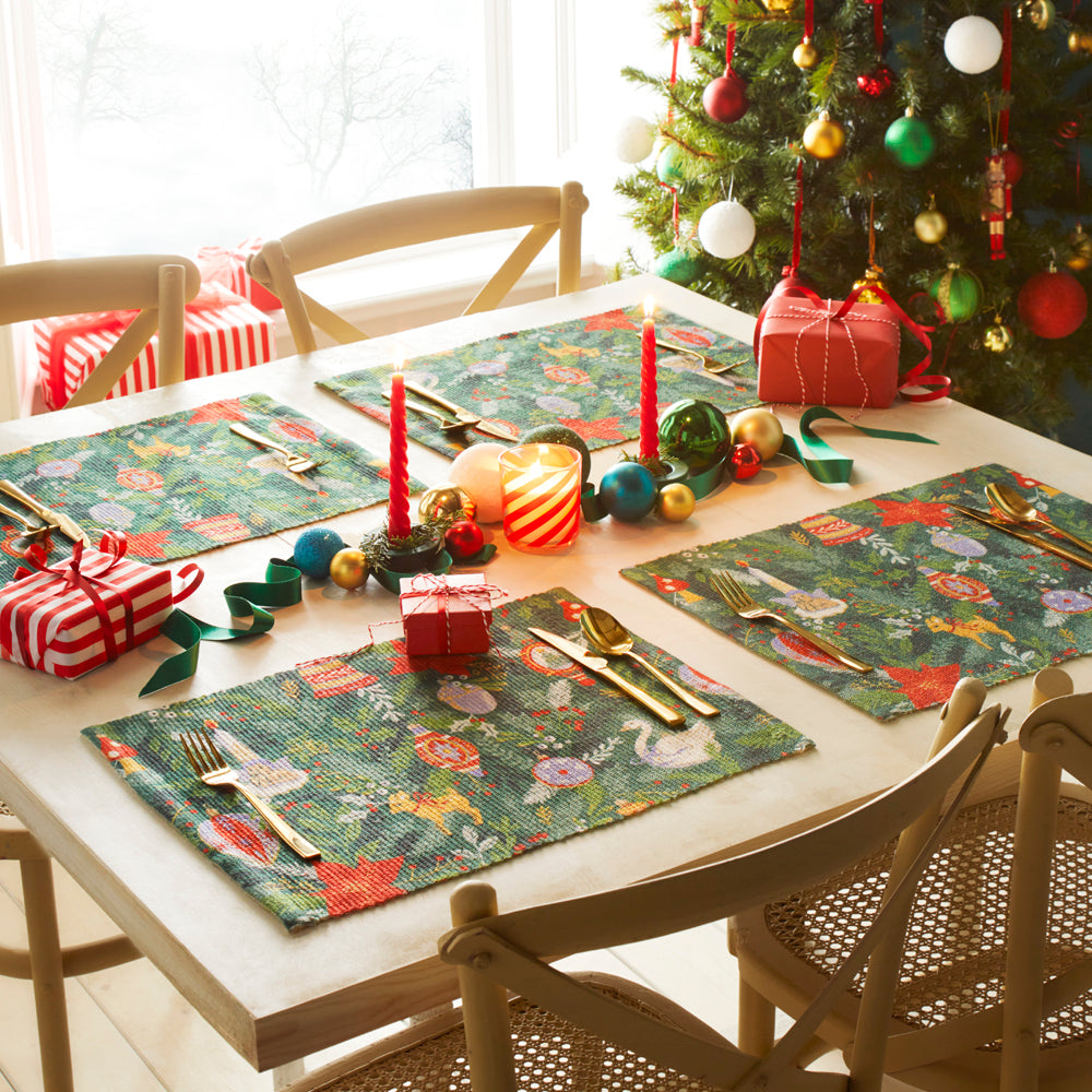 Deck The Halls Set of 4 Christmas Festive Placemats