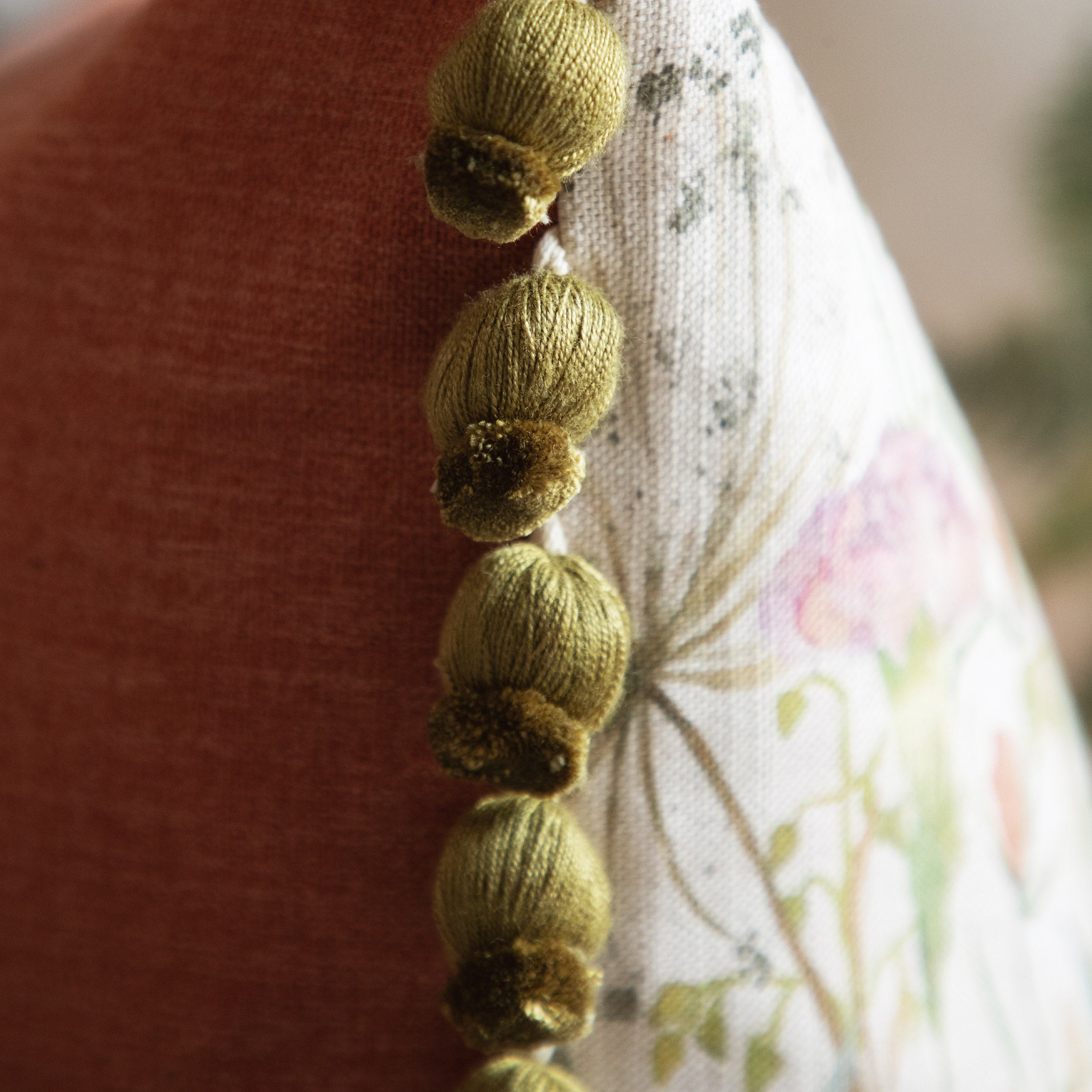 Delamere Printed Pom Pom Cushion