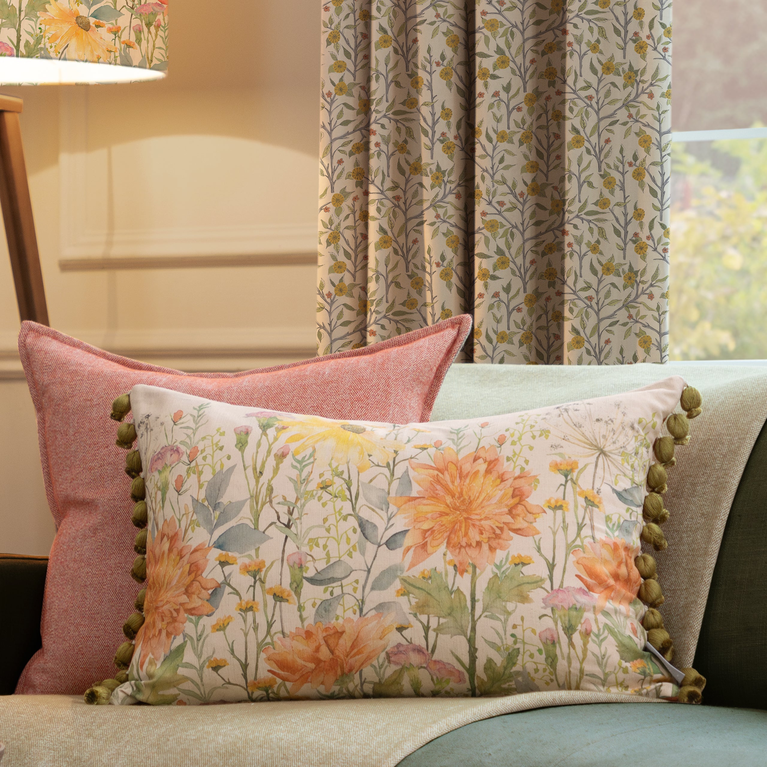 Delamere Printed Pom Pom Cushion
