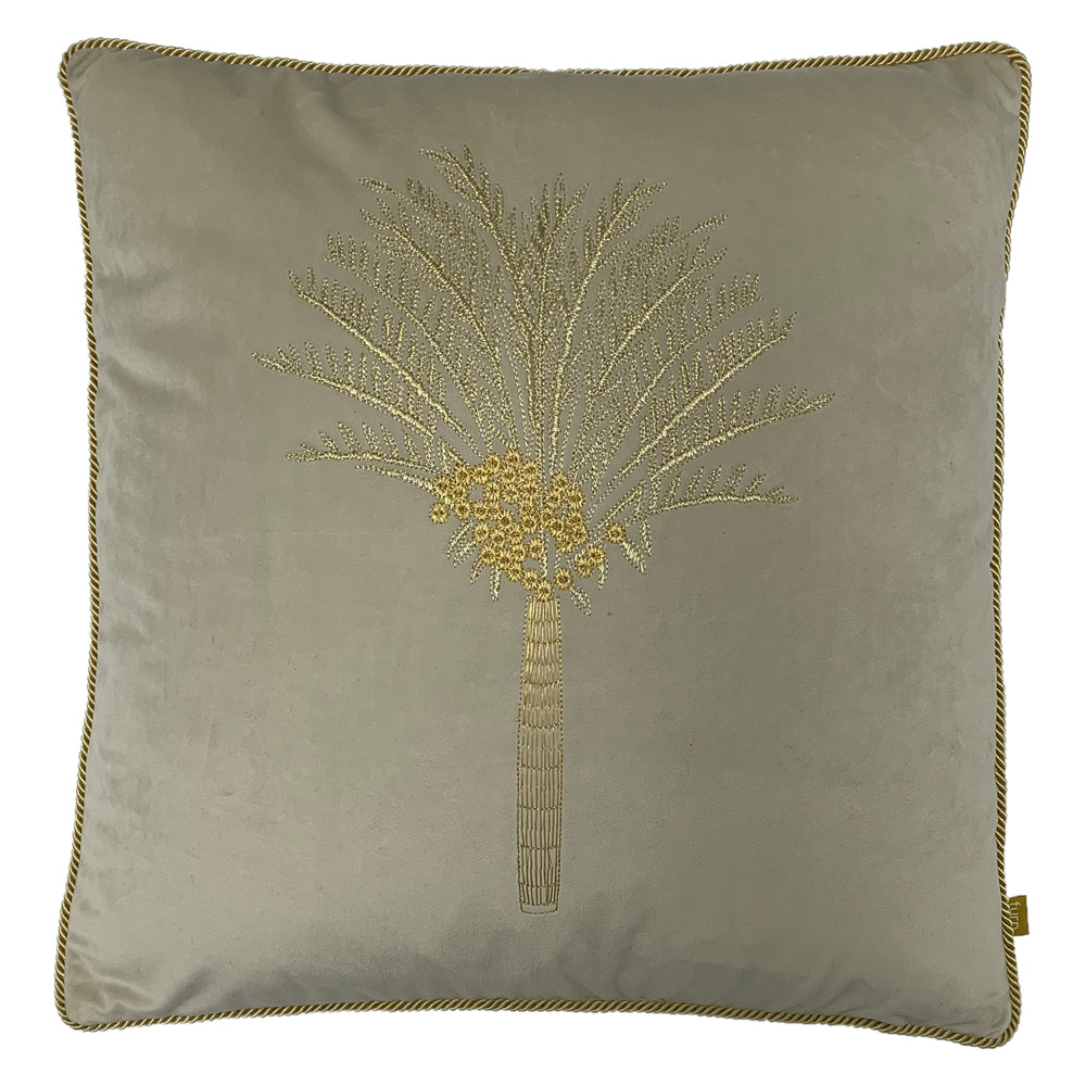 Desert Palm Embroidered Velvet Cushion