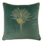 Desert Palm Embroidered Velvet Cushion