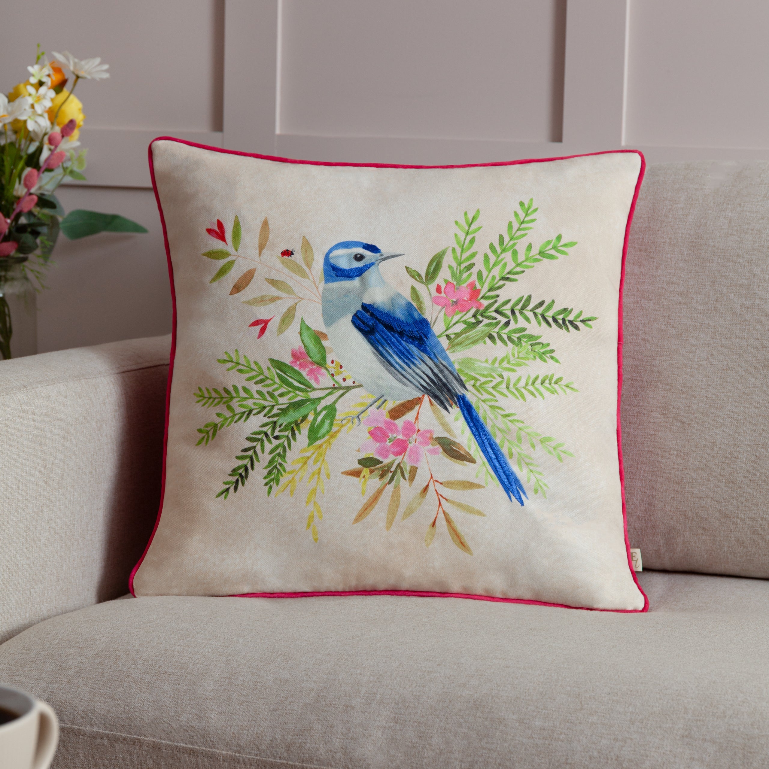 Daisy Hill Bluebird Printed Cushion