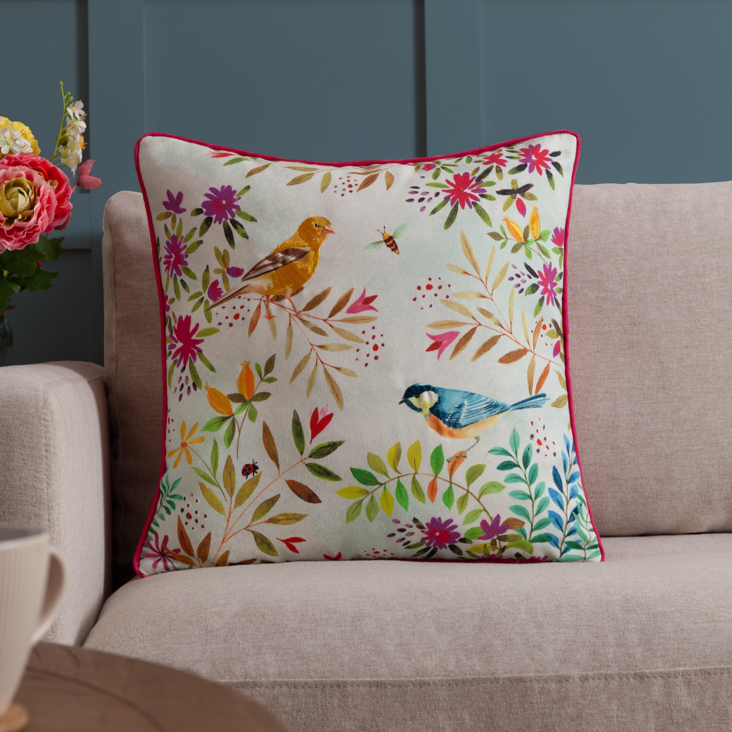 Daisy Hill Willow Birds Printed Cushion