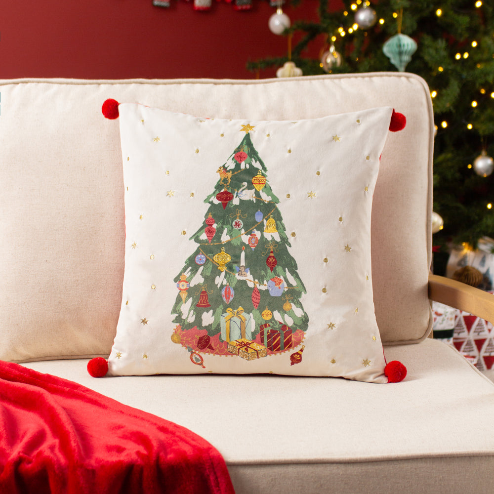 Deck The Halls Tree Cushion Ivory