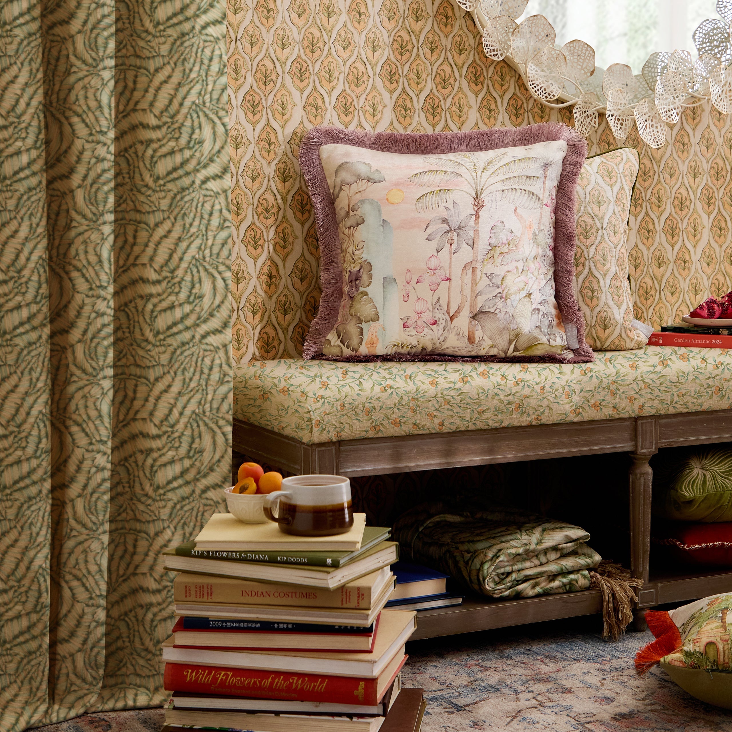 Elysian Canopy Printed Velvet Cushion