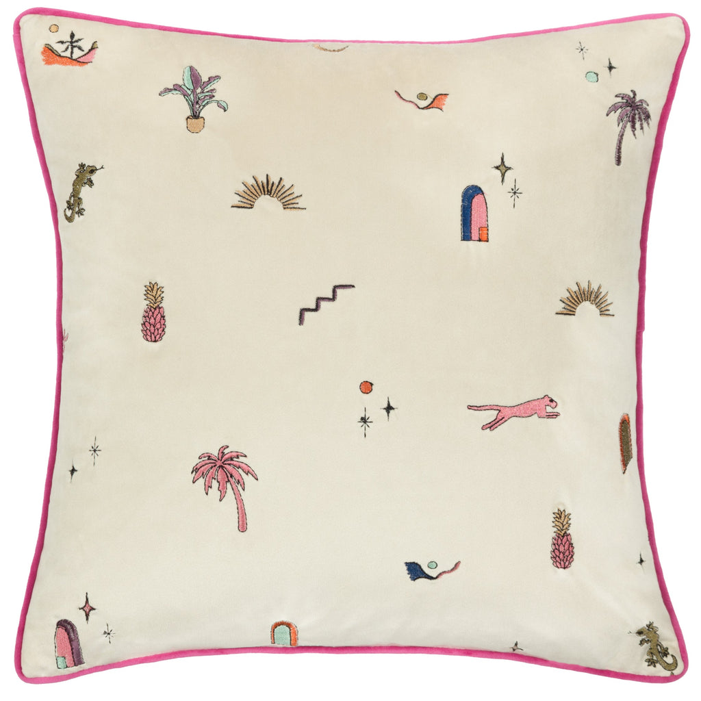 Eivissa Embroidered Velvet Cushion