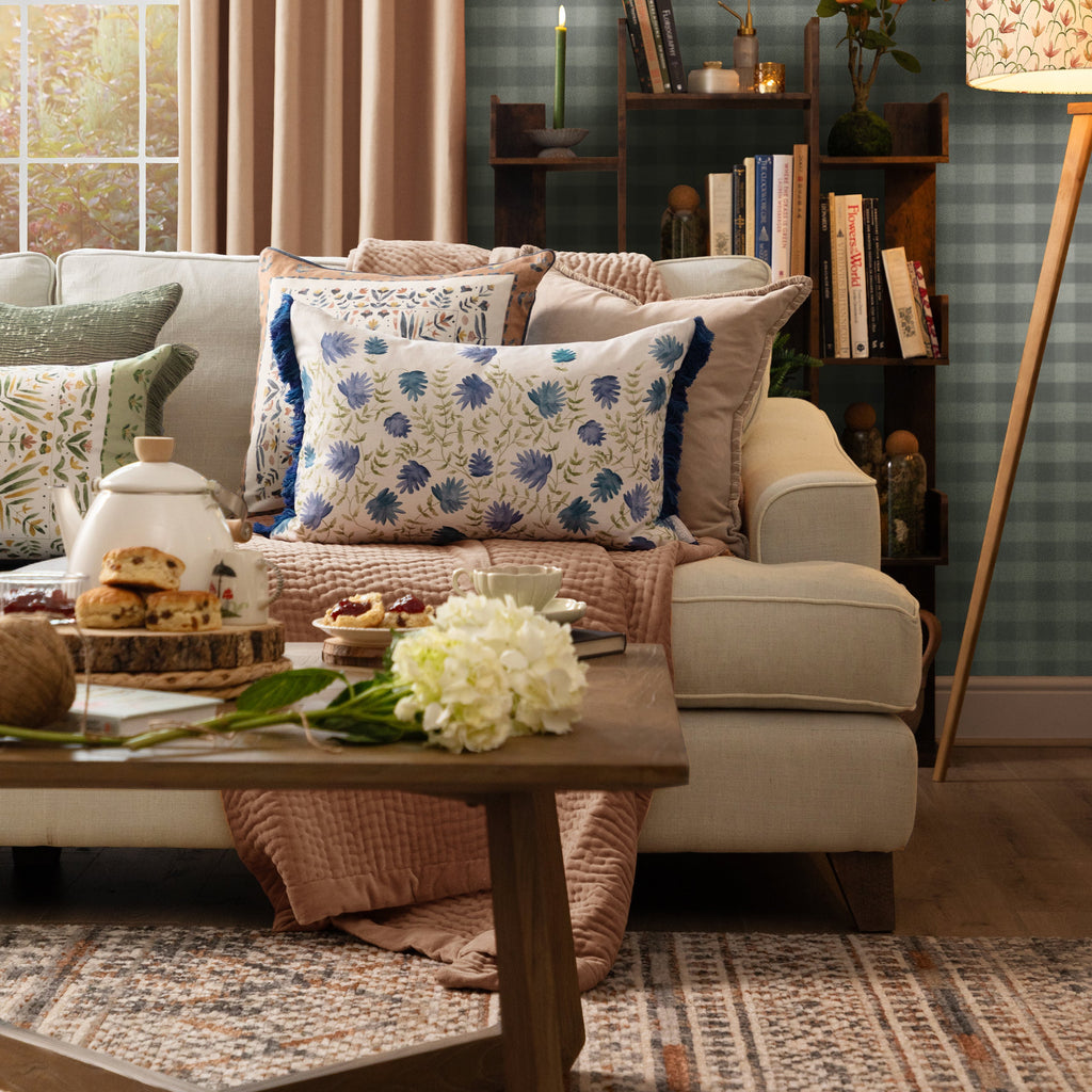 Elai Printed Ruche Fringe Cushion