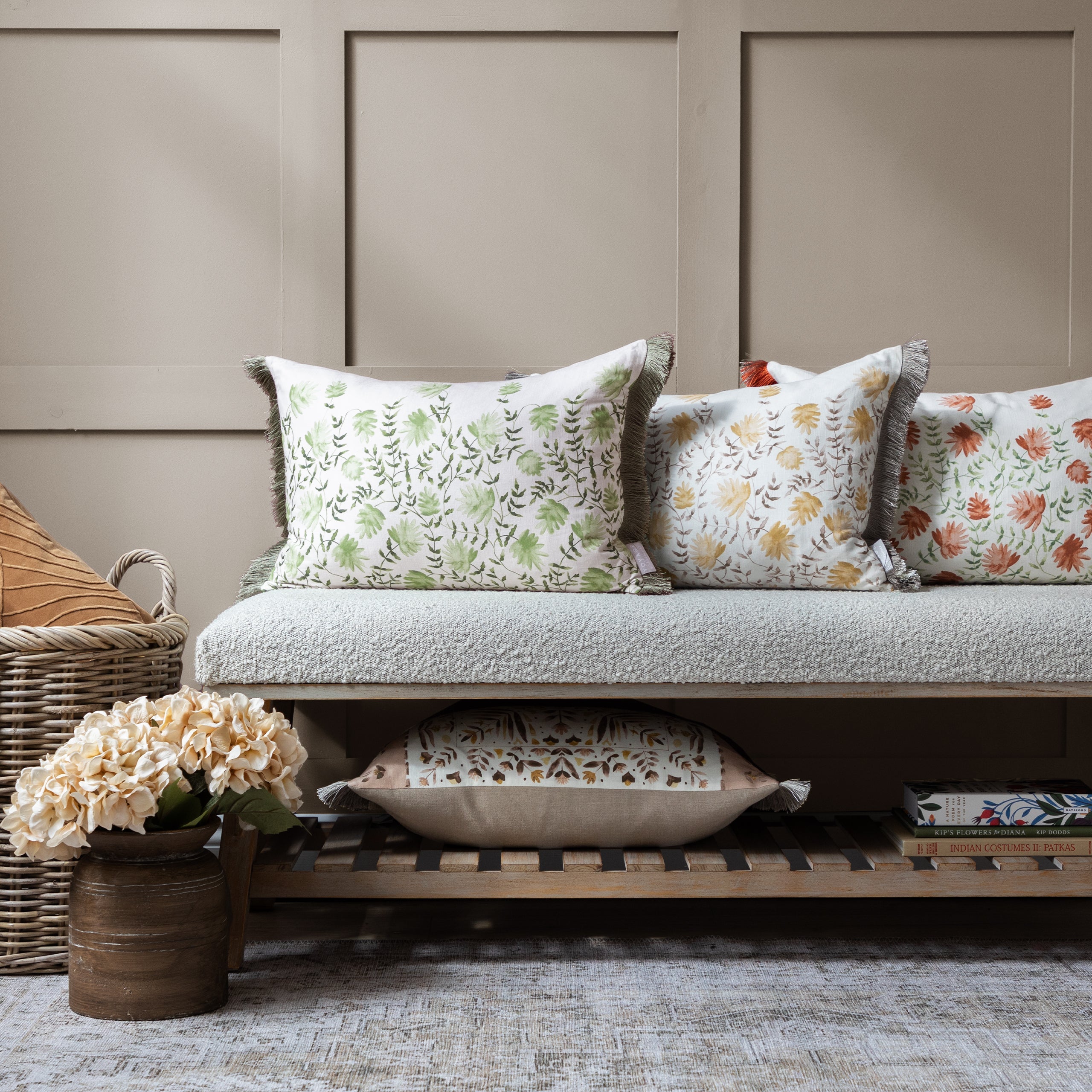 Elai Printed Ruche Fringe Cushion