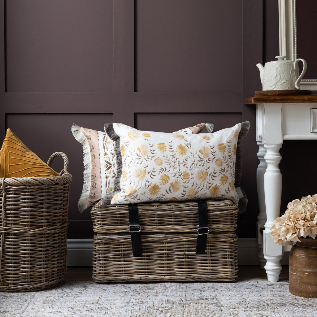 Elai Printed Ruche Fringe Cushion