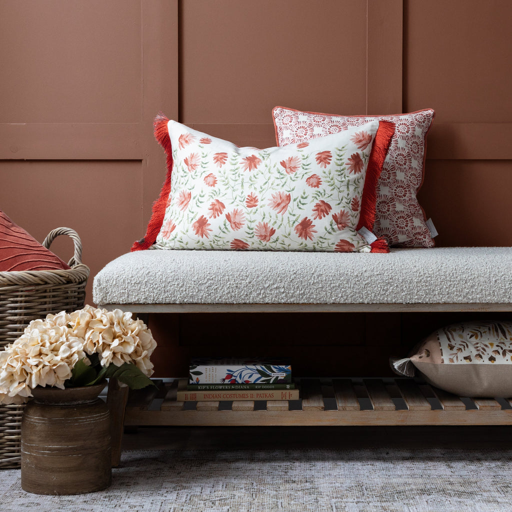 Elai Printed Ruche Fringe Cushion