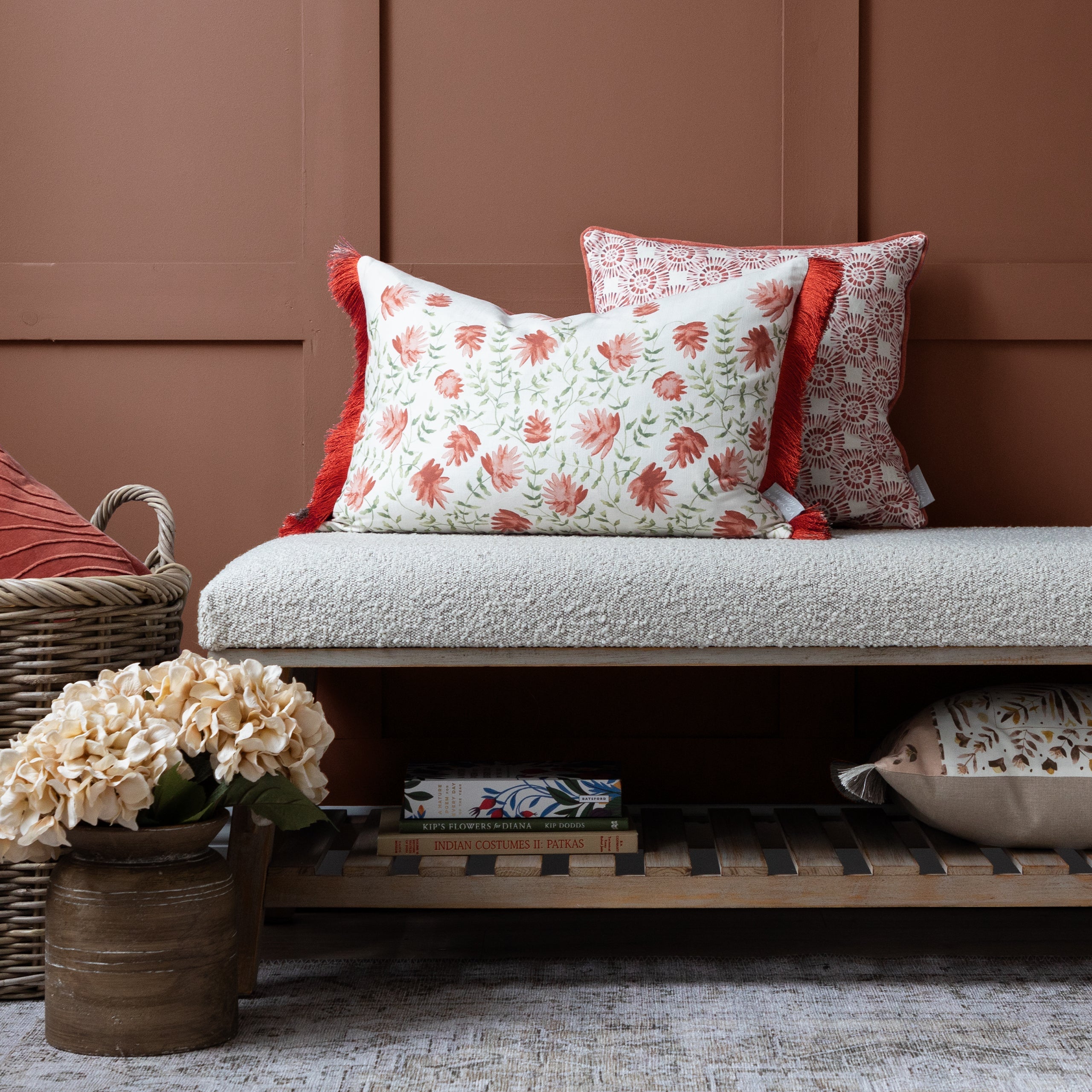 Elai Printed Ruche Fringe Cushion