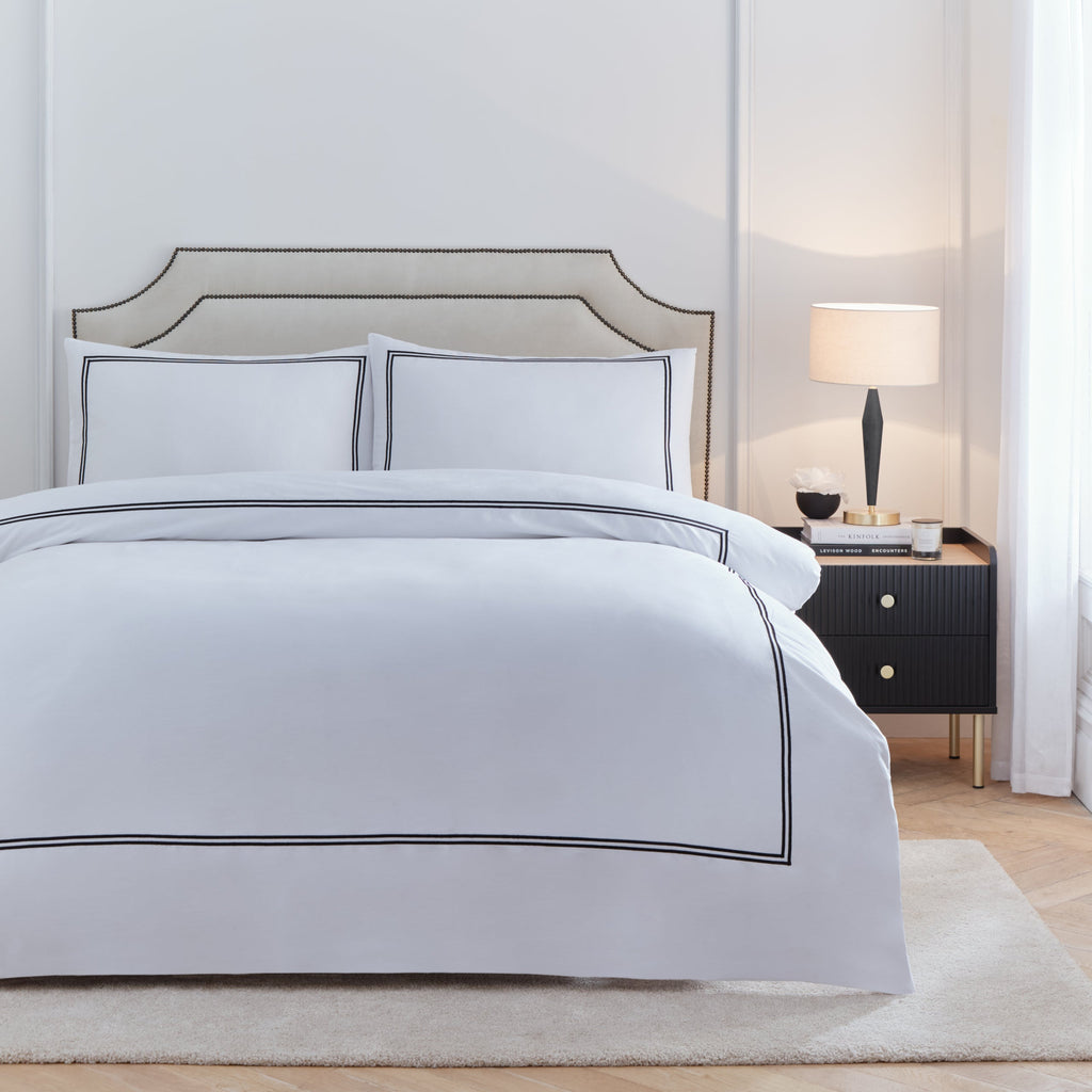 Elara Embroidered 100% Cotton Duvet Cover Set