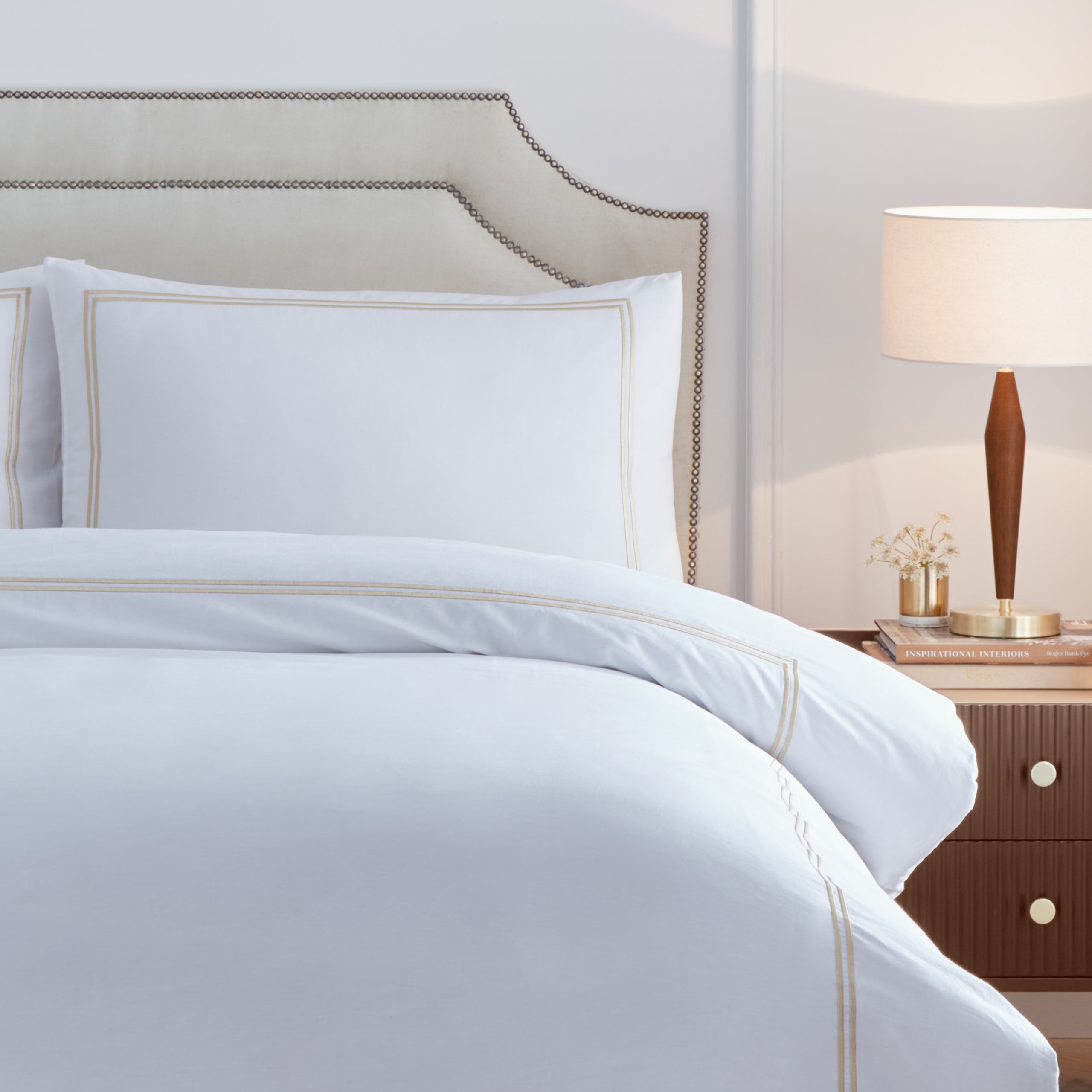 Elara Embroidered 100% Cotton Duvet Cover Set