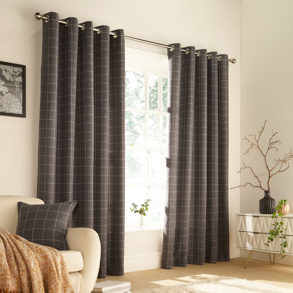 Ellis Windowpane Check Eyelet Curtains