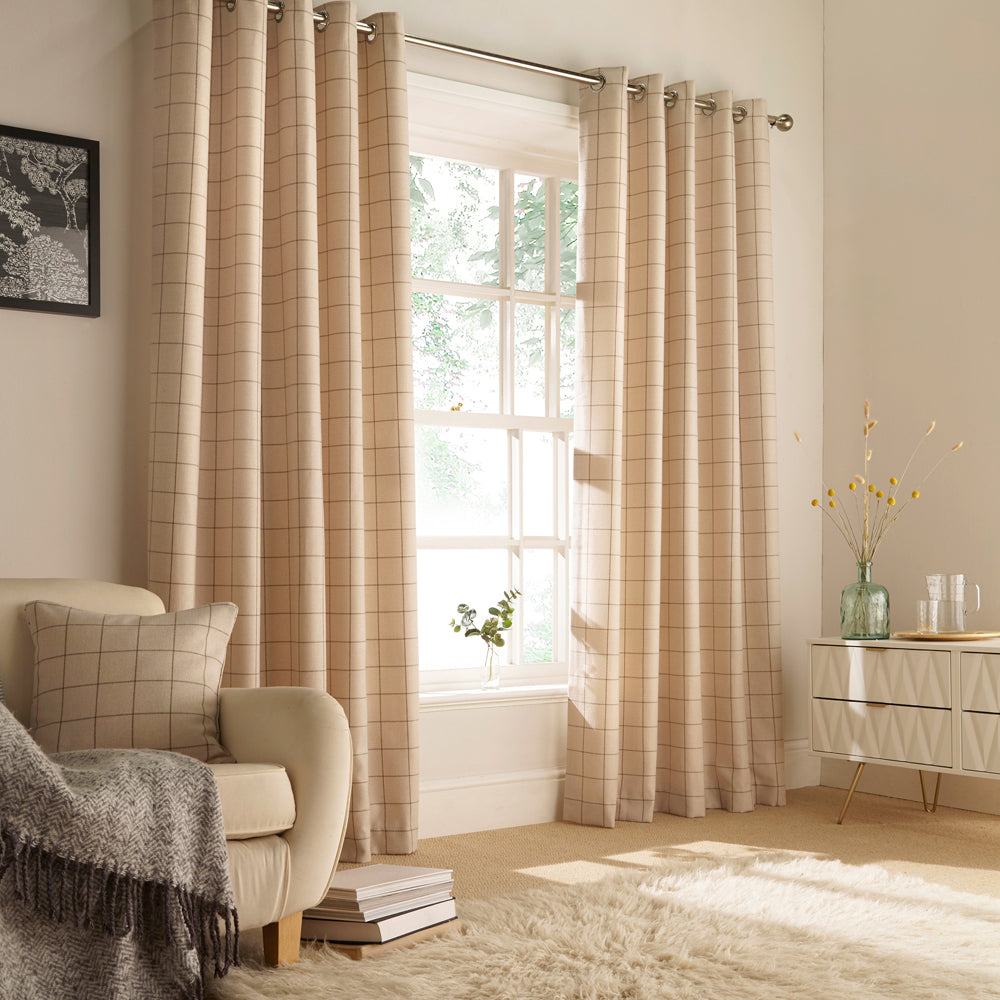 Ellis Windowpane Check Eyelet Curtains