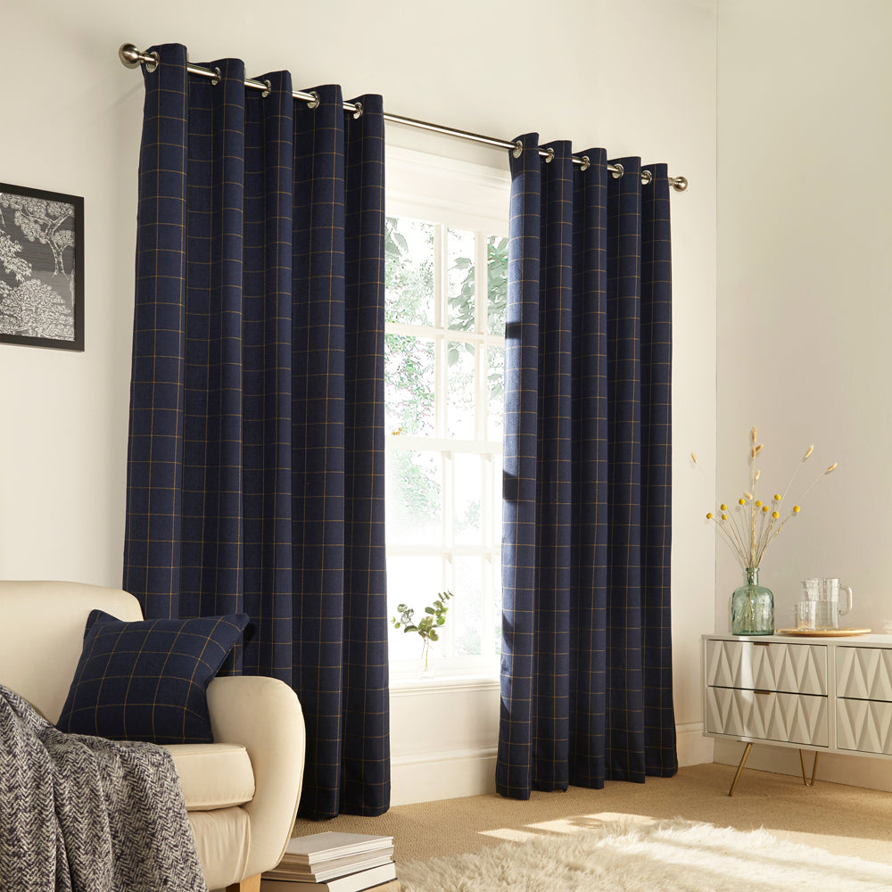 Ellis Windowpane Check Eyelet Curtains